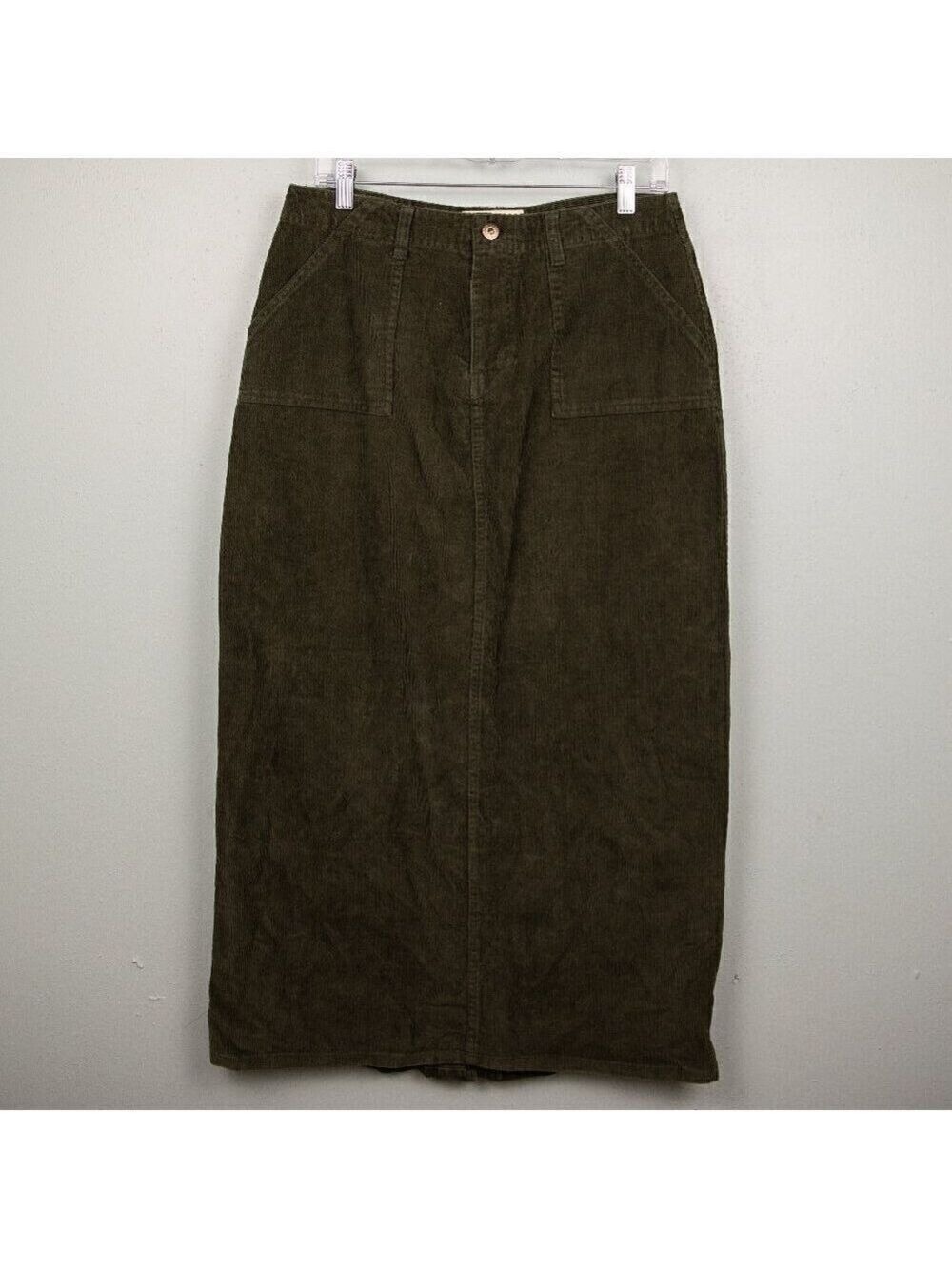 Hydraulic forest green corduroy midi skirt-7/8